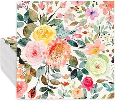 80 Watercolor Rose Flower Napkins for Weddings & Showers