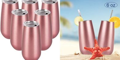 Rose Gold Insulated Champagne Flutes (6-pack)
