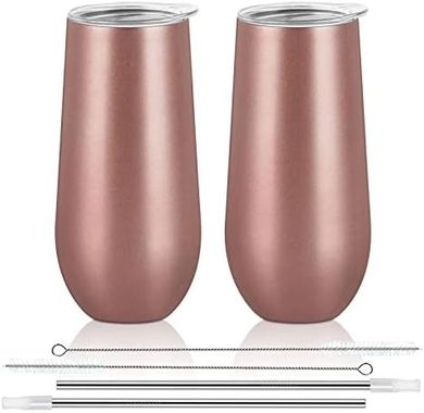 Rose Gold Insulated Champagne Tumblers (2-Pack, 12oz)