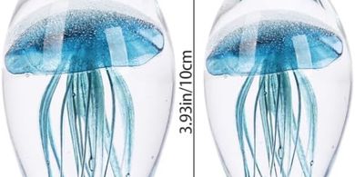 Cyan Hand-Blown Glass Jellyfish Figurine