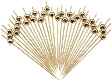 Minisland Gold Pearl Bamboo Cocktail Picks (100)