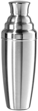 Oggi Jumbo Cocktail Shaker: 60 oz stainless steel, built-in strainer, makes 12 martinis.
