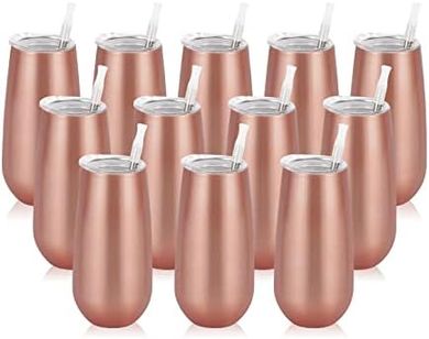 Rose Gold Insulated Champagne Tumblers (12-pack, 6oz)
