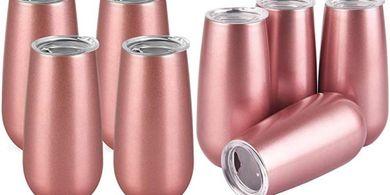 Rose Gold Insulated Champagne Flutes (4-pack, reusable, 6oz)
