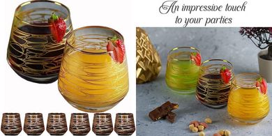 Gold Rim Crystal Cocktail Glasses (Set of 6)
