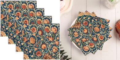 Quera William Morris Floral Blue Paper Napkins (50-pack, 5x5")
