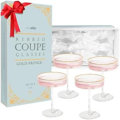 Gold-Rimmed Coupe Champagne Glasses (Set of 4)