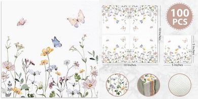 Wildflower Floral Cocktail Napkins (100-pack, 3-ply, 5x5")