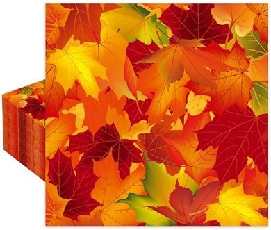 Fall Leaves Cocktail Napkins (50-pack, 3-ply, 5x5")