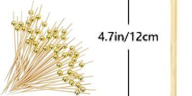 Gold Fancy Toothpicks & Appetizer Skewers (100pcs, 4.7")
