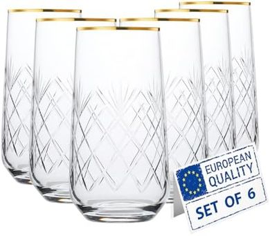 Handmade Crystal Highball Glasses (6-pack, 16oz)
