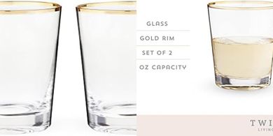 Twine Gilded Lowball Cocktail Glasses (Set of 2, 10 oz)