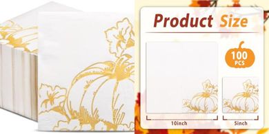 FLOWERCAT Thanksgiving Napkins: 100 Premium 2-Ply, 5x5"
