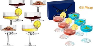 Elegant Hand-Blown Coupe Cocktail Glasses (6-piece set)