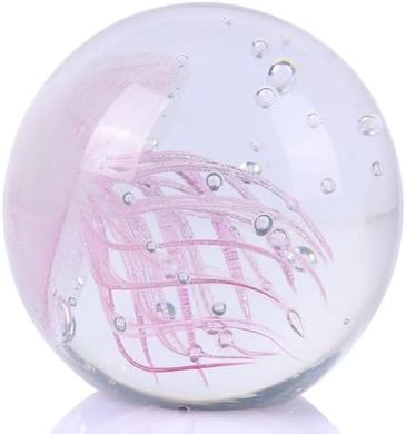 Pink Hand-Blown Glass Jellyfish Paperweight for Home & Office Decor