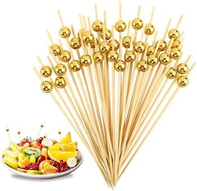Gold Pearl Cocktail Picks & Appetizer Skewers (200pc)
