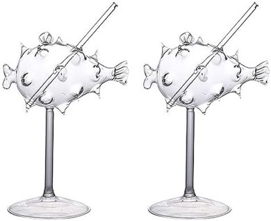 Healeved Puffer Fish Cocktail Glasses: Martini & Mojito Goblets