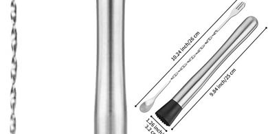 Tifanso 10" Stainless Steel Muddler & Cocktail Spoon Set