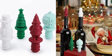 Reusable Silicone Wine Stoppers: Christmas Set of 4
