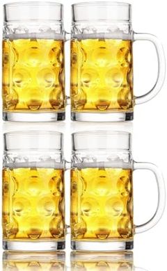 Frosty Beer Mugs: 4-pack, 20oz, Lead-Free Glass
