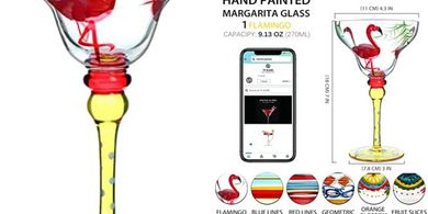 Hand-painted Moroccan Flamingo Margarita Glasses
