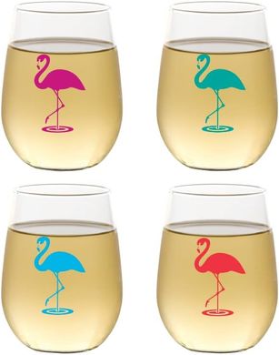 Shatterproof Flamingo Wine Glasses (16 oz, Set of 4)