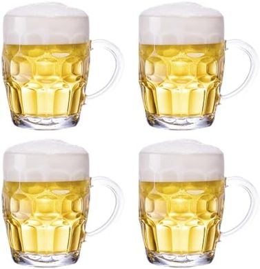 Dimpled beer mug set (4, 20 oz, dishwasher-safe)