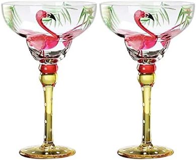 Flamingo Martini Coupe Glasses (Set of 2) for Cocktails