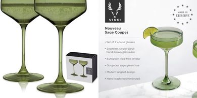Viski Reserve Sage Green Coupe Martini Glasses (Set of 2)