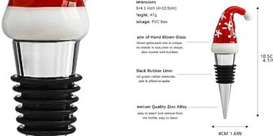 Reusable Christmas Wine Stoppers with Hat Decor
