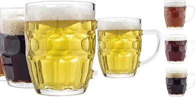 Dimple Stein Beer Mugs (20 oz, 4-pack)