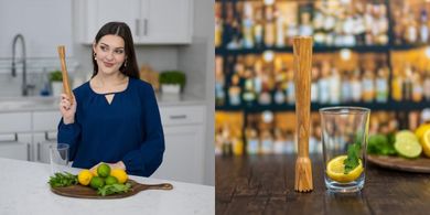 Olive Wood Cocktail Muddler: Crush Herbs, Fruits & Ice