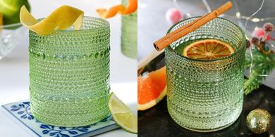 Sage Green Hobnail Beaded Glasses (6-pack, 10oz), Vintage Hostess Gift