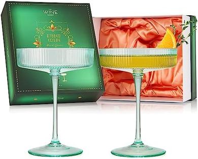 Art Deco Coupe Glasses: Martini & Cocktail Set (2, 7oz)