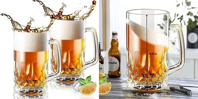Two extra-large German-style beer steins (32 oz each)