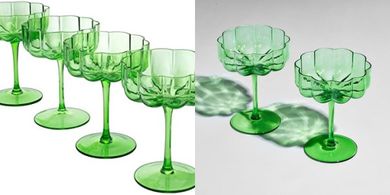 Khen Flower Vintage Wavy Glass Coupe Cocktail Set (4, 7oz)
