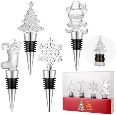Christmas Wine Bottle Stopper Set (4-pack)