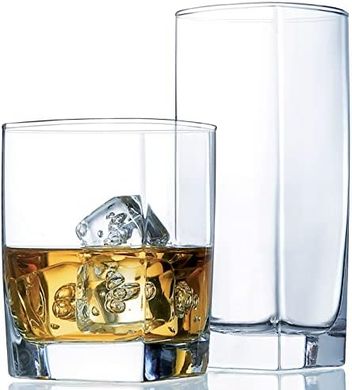 Collins 16-Piece Drinkware Set: Highball & Old Fashioned Glasses
