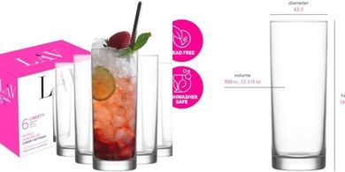 Tall & Slim Cocktail Glasses (Set of 6, 12.2 oz)