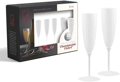 Elegant White Disposable Champagne Flutes (8-pack)