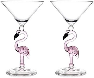 Pink Flamingo Cocktail Martini Goblets (Set of 2, 200ml)