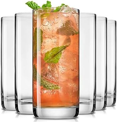 JoyJolt Faye Highball Glasses: 6-Piece Lead-Free Crystal Set