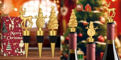 Christmas Wine Stopper Set (Deer, Snowman, Tree)
