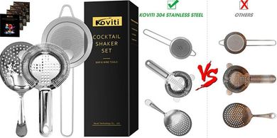 Stainless Steel Cocktail Strainer Set: Hawthorne, Julep & Fine Mesh
