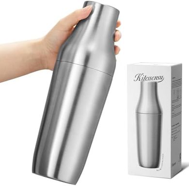 Kitessensu Hybrid Shaker: Vacuum-insulated, double-walled, with integrated measure & recipes.
