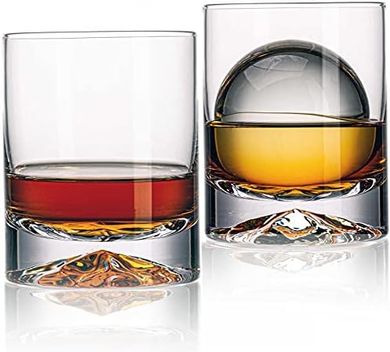 Hand-blown crystal double old-fashioned glasses (12 oz, set of 2)
