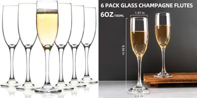 Classic Champagne Flutes: 6-Piece Set, 6oz, Clear

