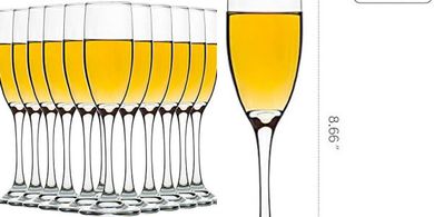C Crest 12-Piece Lead-Free Champagne Flute Set (6 oz)