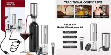 CIRCLE JOY 4-in-1 Rechargeable Wine Opener Gift Set