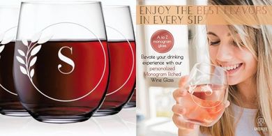 Personalized Crystal Etched Stemless Wine Glasses

